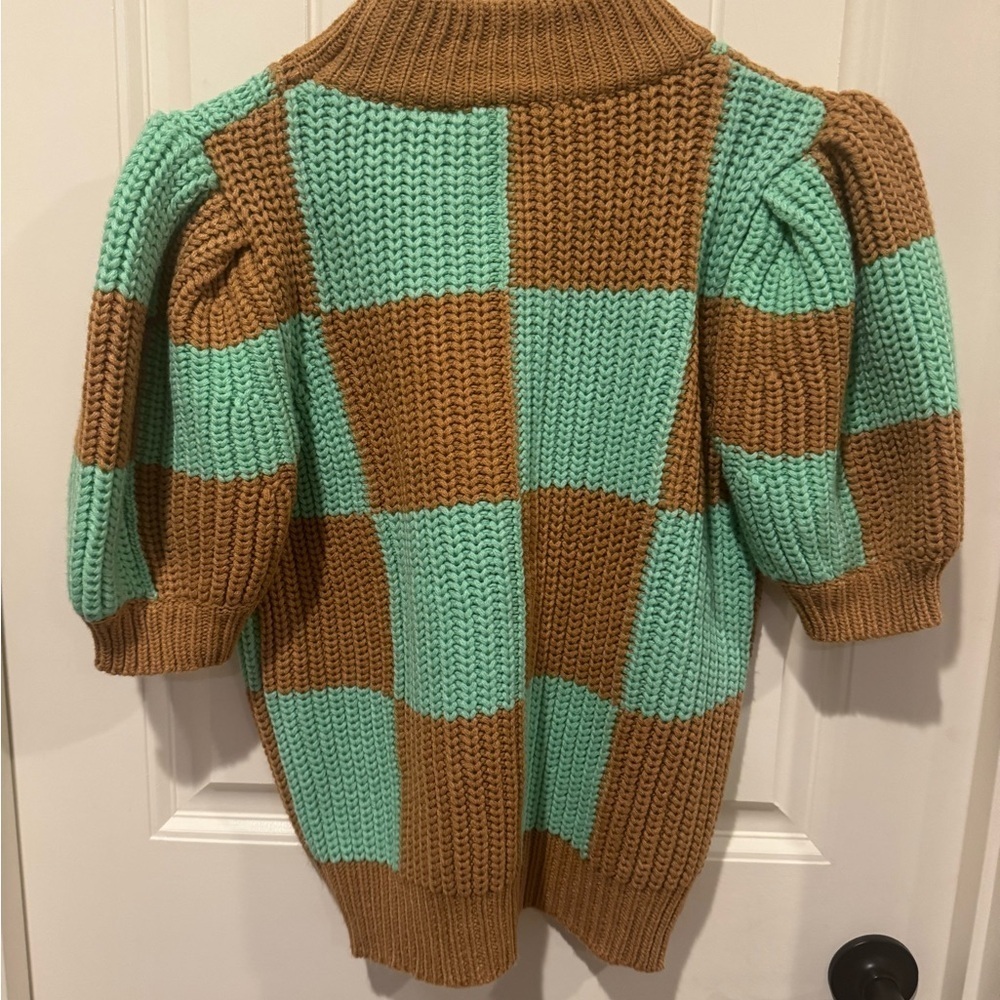 English Factory check pattern sweater in mint - Picture 7 of 9